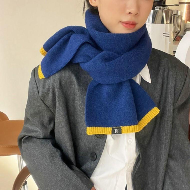 도톰한 부드러운 소재 깔끔한 라벨 컬러 머플러 목도리 스카프 니트 남녀 여성 가을 겨울