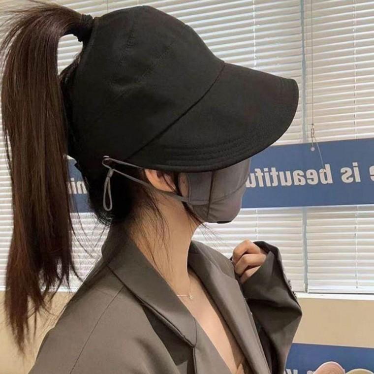 여성 외출 모자 마스크 걸이 뒤쪽 밴딩 둥근 챙 캡 여자 남자 무지 낚시 큰모자 벙거지