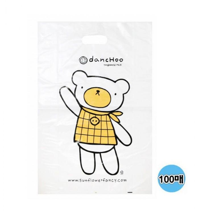 PP-603 곰돌이 비닐봉투 100매입 비닐 쇼핑백 손잡이 선물봉투