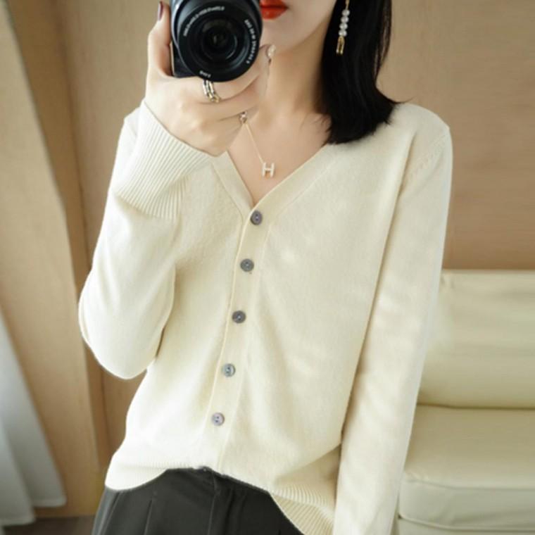 가을 브이넥니트 가디건 간절 여성가디건 그레이 블랙