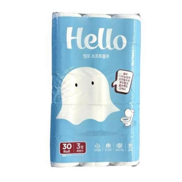헬로 소프트블루 30롤 3겹 두루마리 화장지 휴지