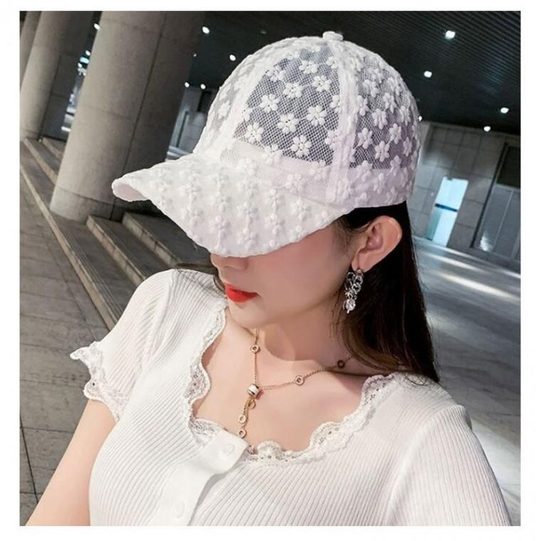 여자 플라워 자수 볼캡 모자