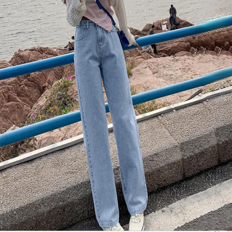 여성청바지 빈티지 레트로 여성 롱라인 데님팬츠 아웃도어