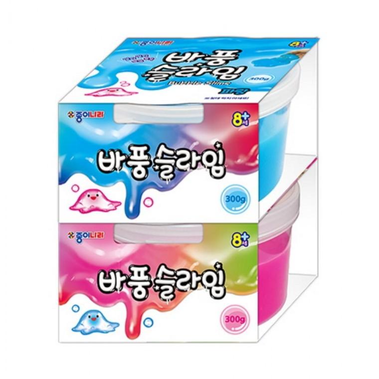 2색 1개 300g 바풍 슬라임 푸딩 질감 말랑말랑 풍선 슬라임만들기 촉감놀이