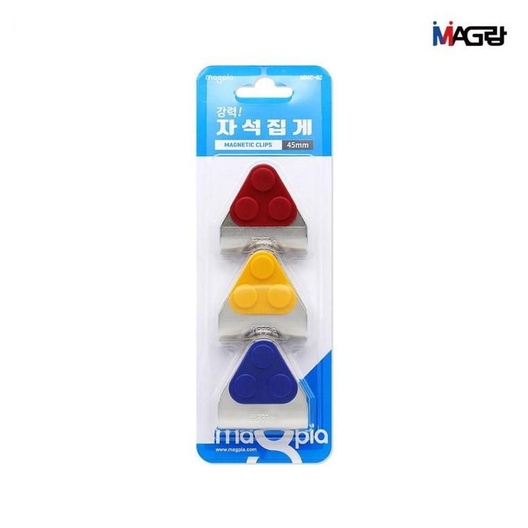 자석집게 3개입 철제면 부착 고정력 서류 문서 소품 정리 사무용 클립 집게