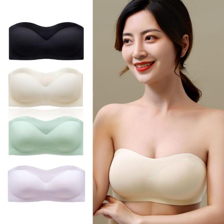 심리스 튜브탑 속옷 흘러 내림 방지 여성 브라 웨딩 촬영 오프 숄더 오픈 라텍스 패드