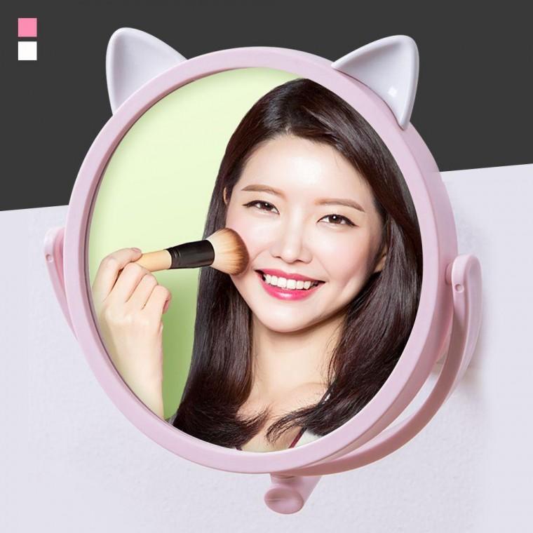 360도 회전 흡착 욕실 메이크업 고양이 거울 벽걸이 화장실 벽붙이 화장대 공주 소녀