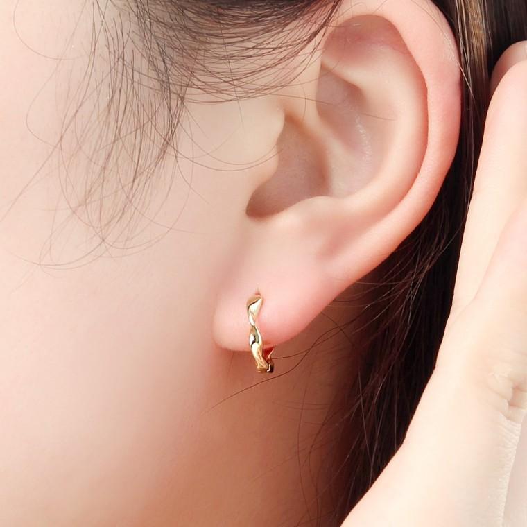 [비쥬홀릭] 골드도금 실버925 웨이브 꼬임 링 귀걸이