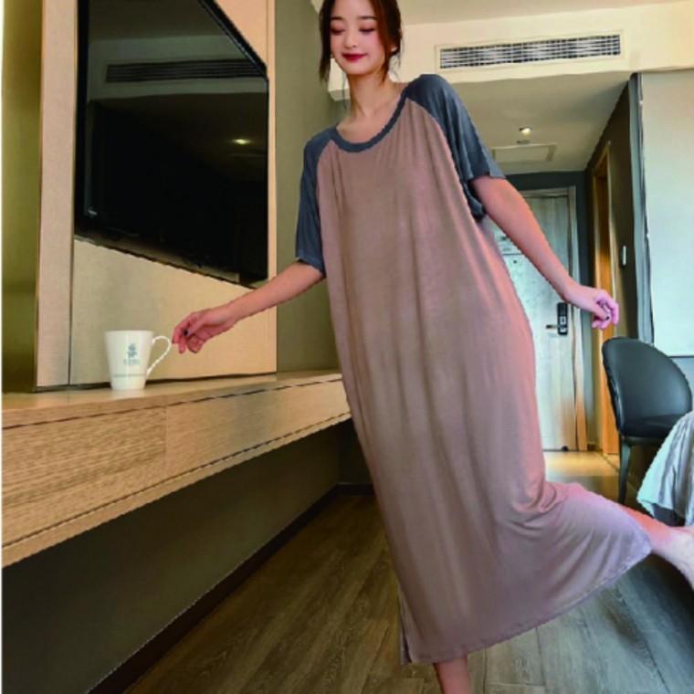 홈웨어 모달 반팔 나그랑 롱원피스 잠옷 여성 원피스