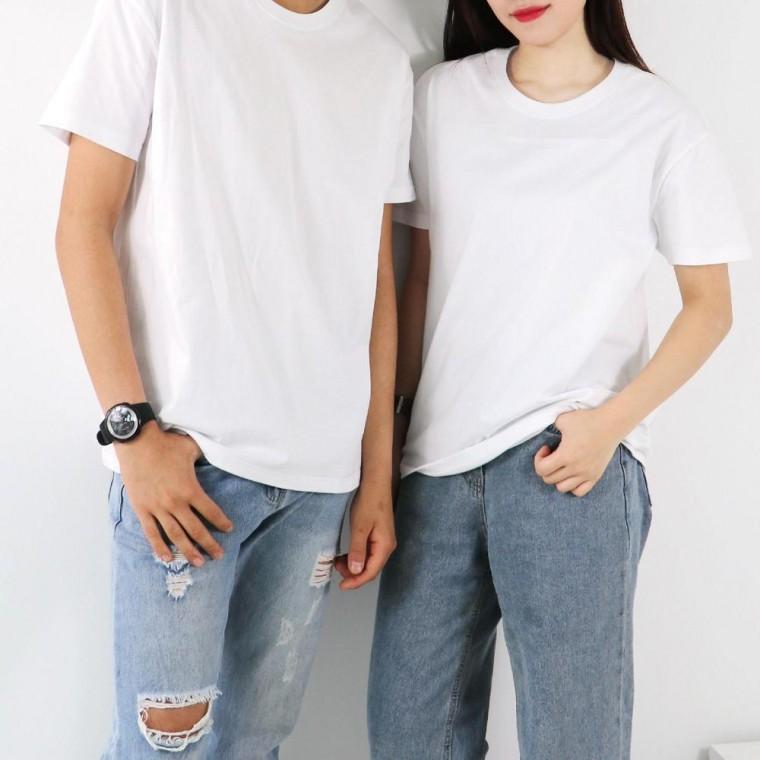 무지 레이어드 티셔츠 반팔 흰티 면티 라운드 기본 이너