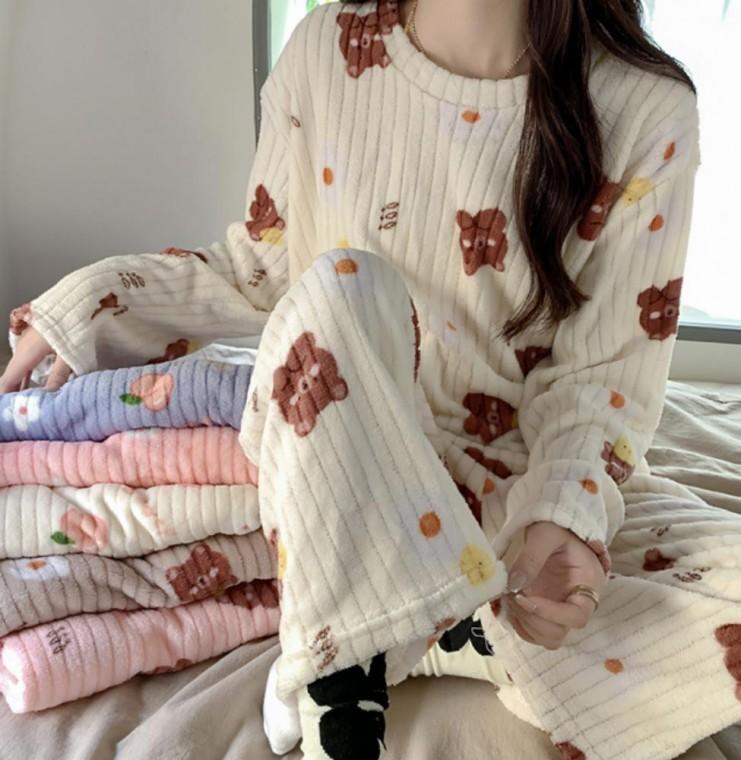 극세사 골지 수면 잠옷세트 파자마 겨울 잠옷 홈웨어 밴딩 라운지 보온 데일리