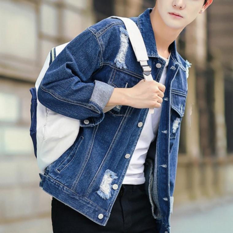 남성 간절기 봄 찢어진 데님 재킷 포켓 자켓 청자켓