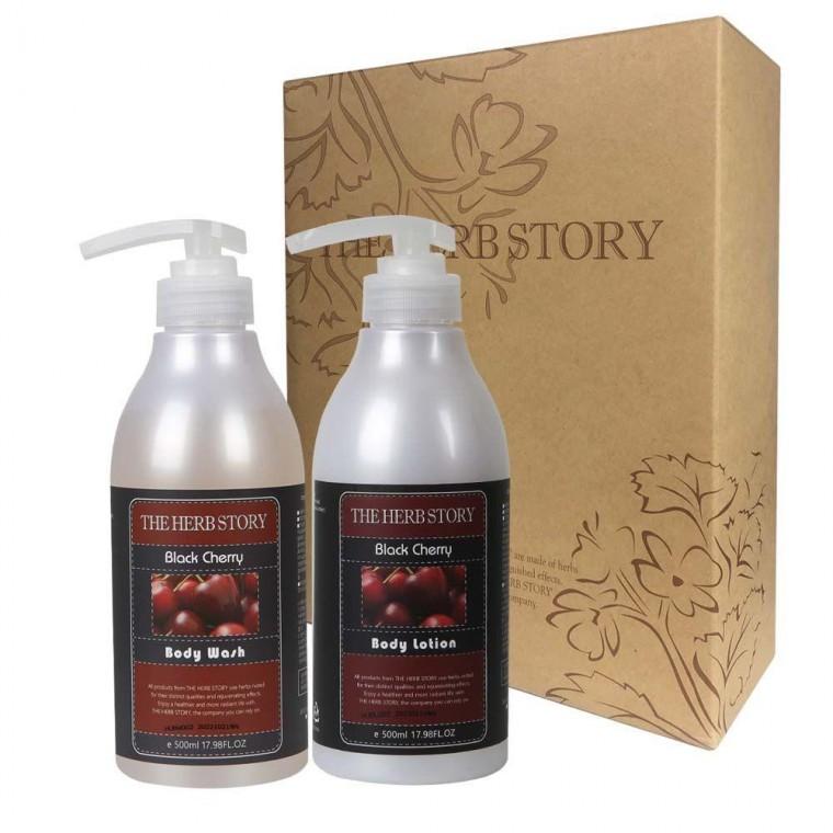 블랙체리 바디워시+바디로션 500ml 2종 선물세트(박스포장)