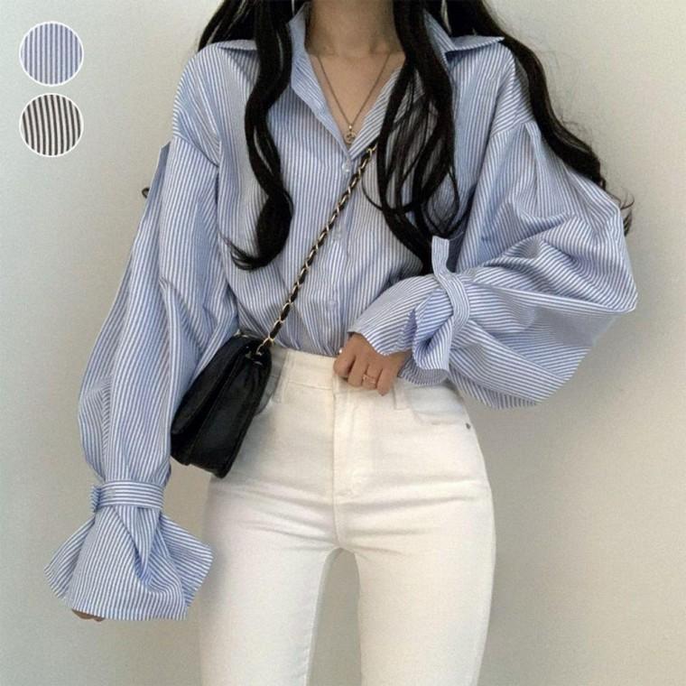 스트라이프셔츠 가을 벌륜 여자셔츠 루즈핏 블라우스