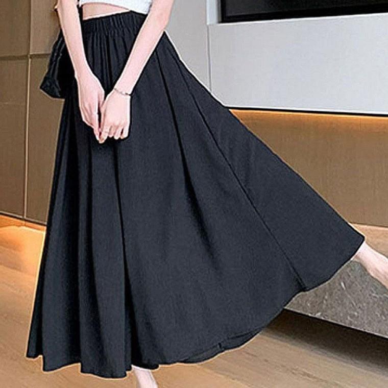 여성치마바지 여름 밴딩 와이드 치마바지 데일리 팬츠 사무실 출퇴근 현장근무복