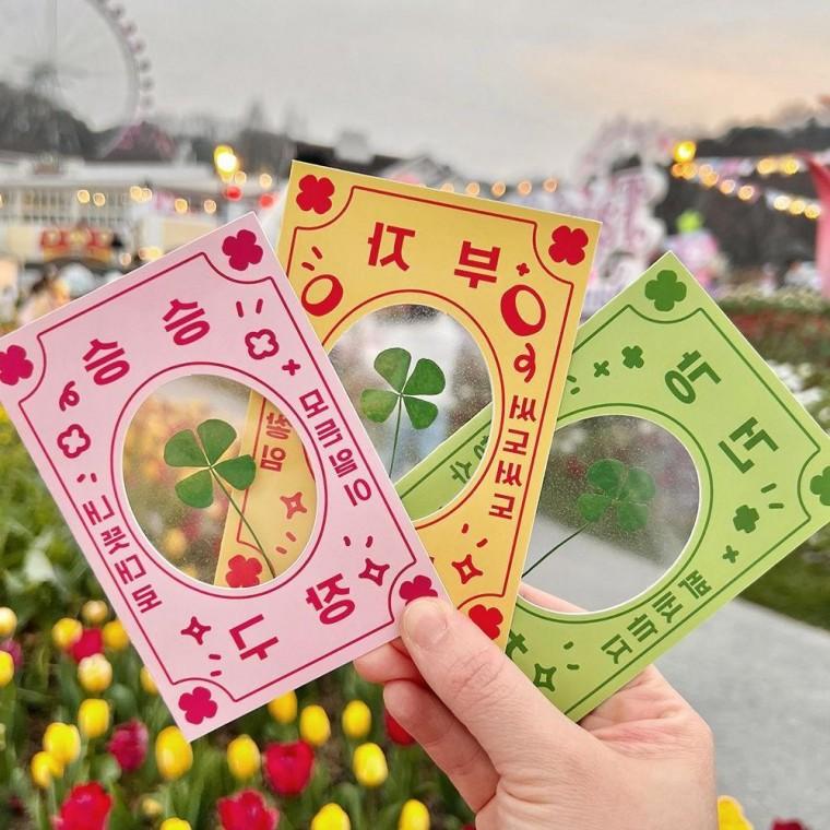 생화 네잎클로버 선물 행운 6종 친구 코팅 응원 부적 네잎 버코팅 버압화