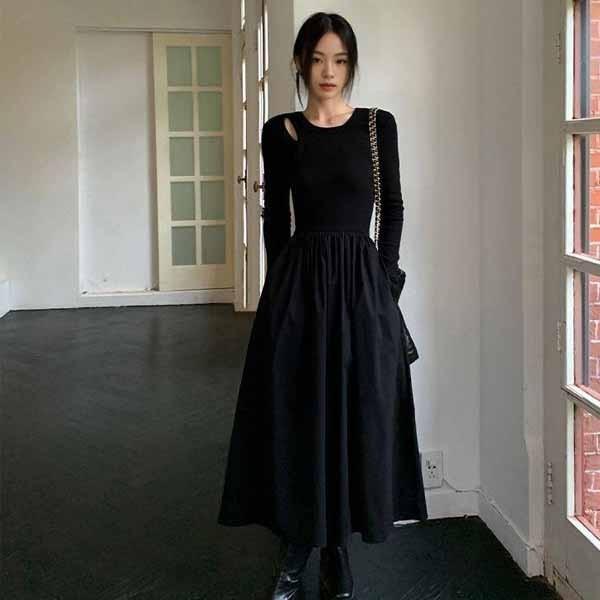 주에드 원피스 하객룩 롱원피스 하객원피스 블랙원피스 여자원피스 여성오피스룩 결혼식하객룩 원