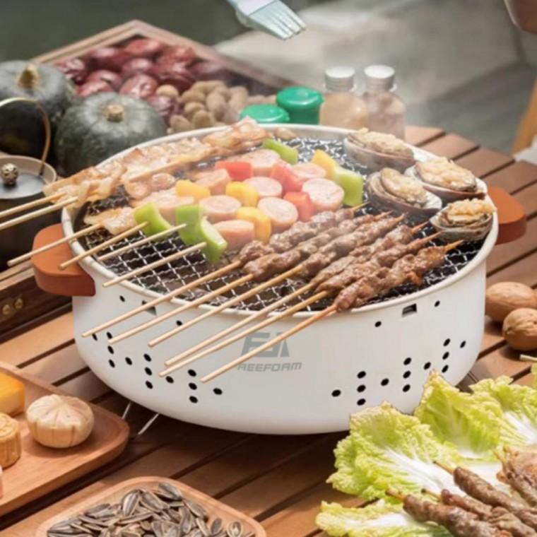 캠핑 차박 펜션 꼬치 숯불 구이 원형 바베큐 그릴