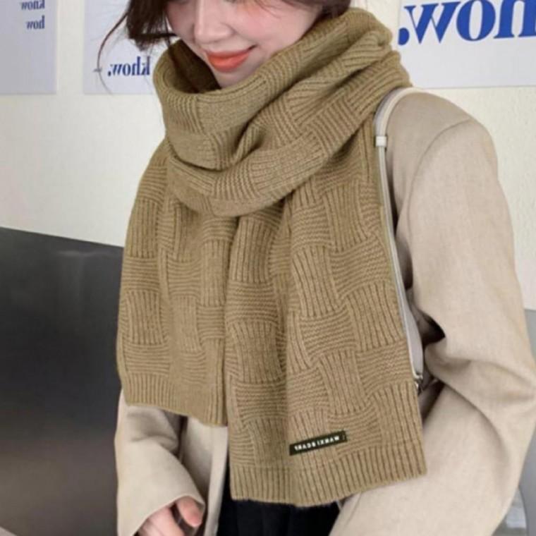 여성 니트 목도리 겨울 머플러 부드러운 그리드 간절기 보온 방한