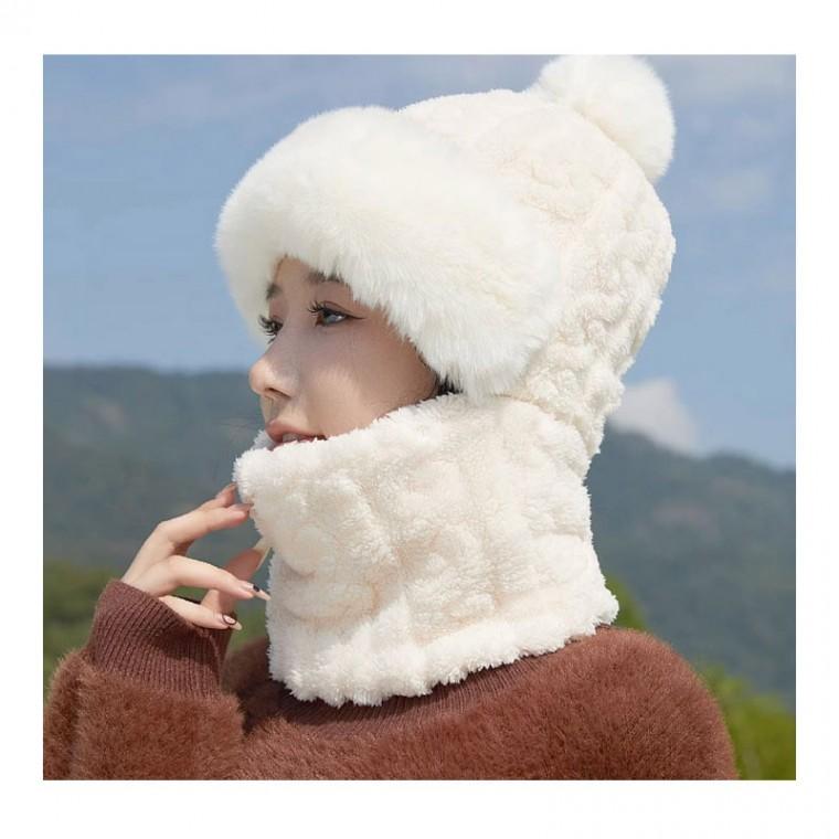 꽈배기 뽀글이 털 방울 넥워머 모자