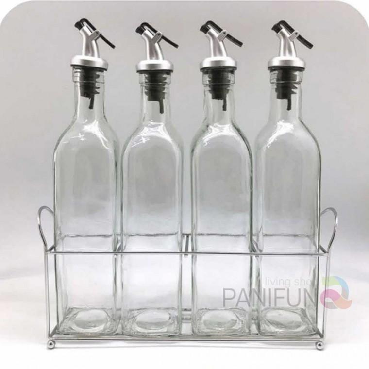 퍼니 유리오일병 500ml 4P 오일용기 오일유리병 식초병