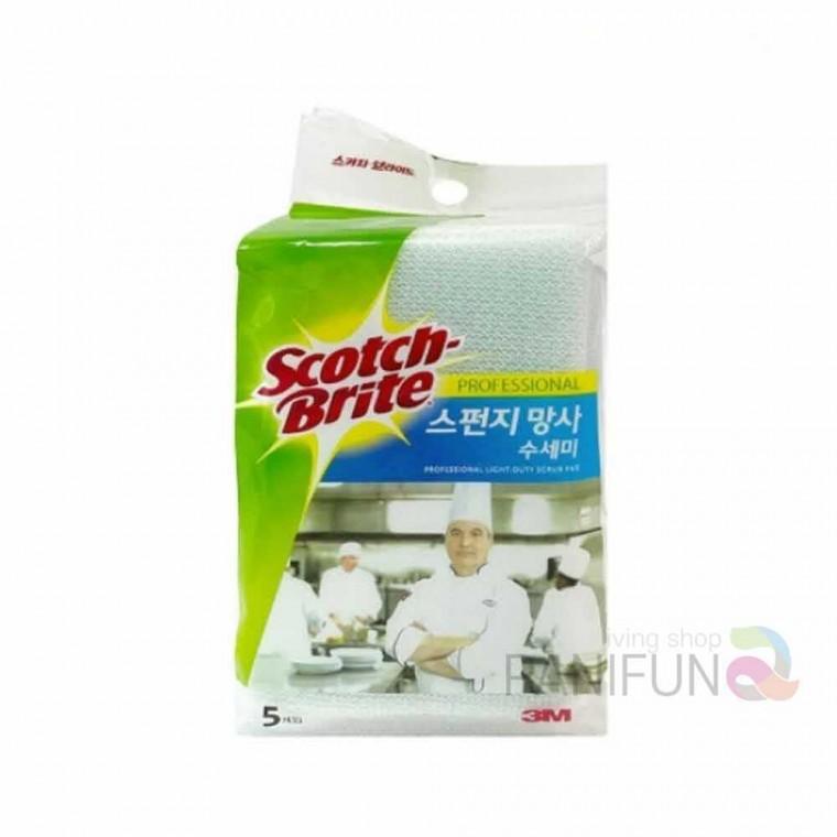 퍼니 3M 스펀지 망사수세미 5개 주방용수세미 씽크대수세미 주방수세미