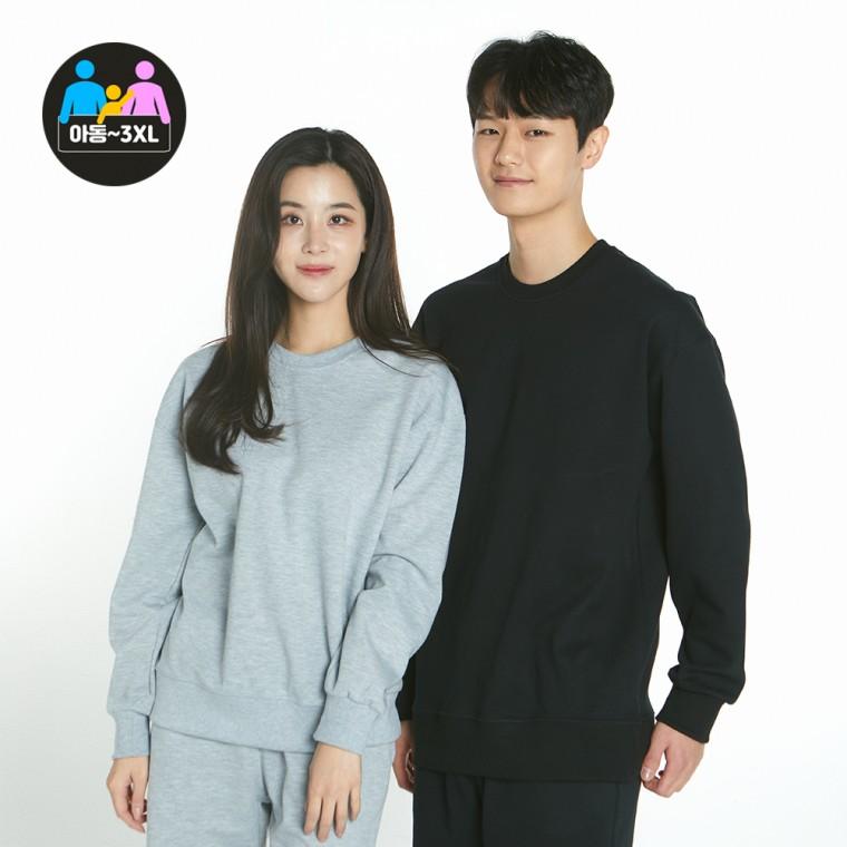 국산 특양면 유 아동/성인 남녀공용 무지 맨투맨