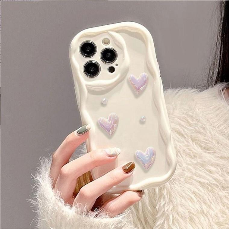 17프로 크림물결 하트 입체 TPU 케이스