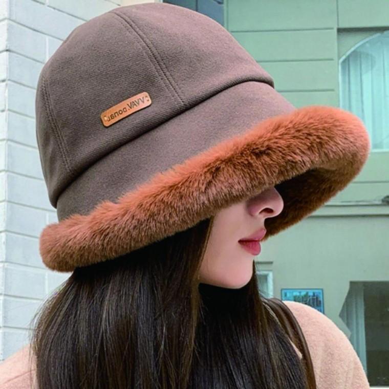 방한 여성용 데일리 모자 버킷햇 패션 여자 털 겨울