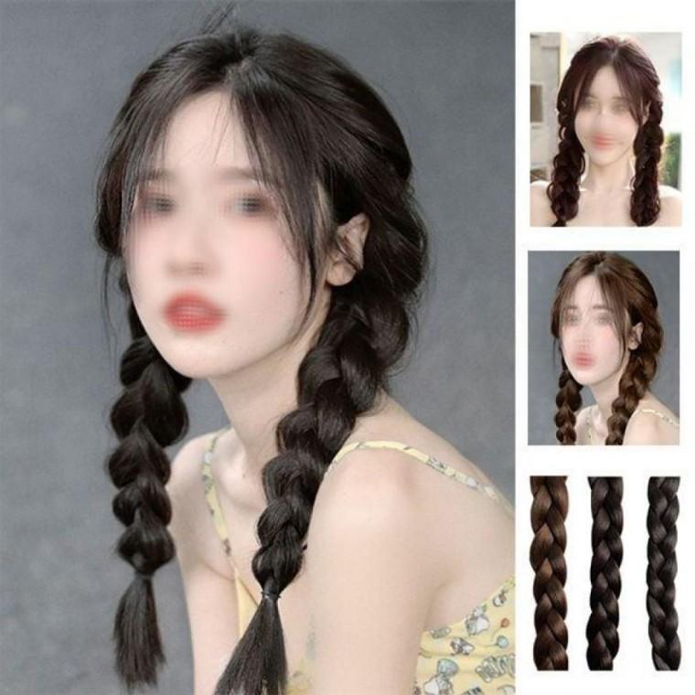 부분가발 여성 땋은 포니테일 코스프레 키밍 머리