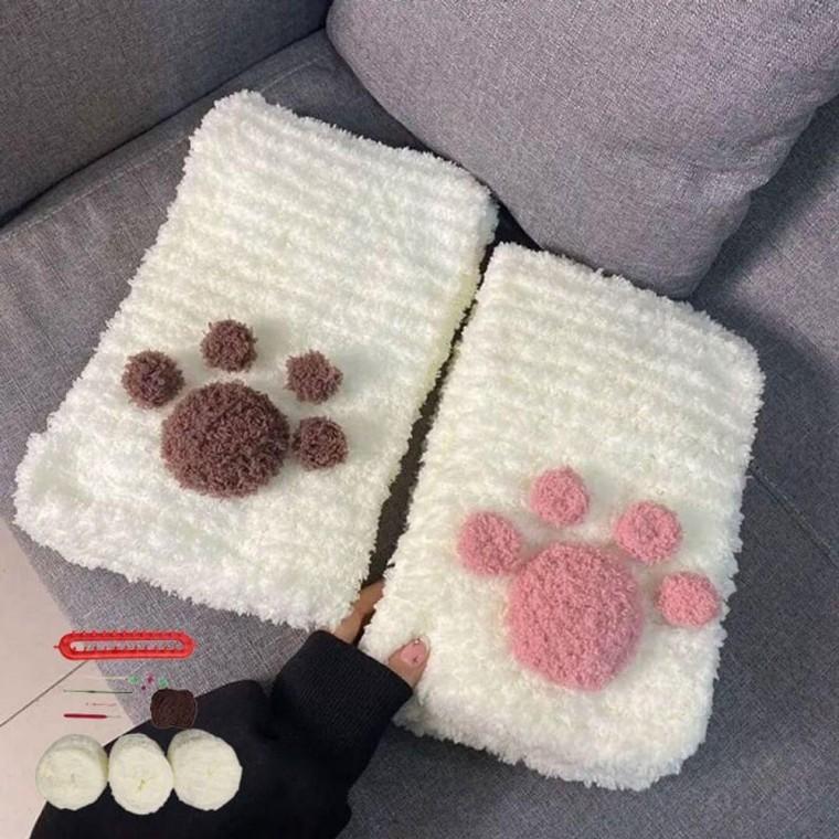 DIY 고양이 목도리 머플러 손뜨기 뜨개실 초보자 키트 목도리 손 취미생활 코튼실 머플러 가방실 뜨개