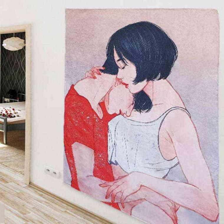 패브릭 벽 포스터 커플세로 대 인테리어포스터