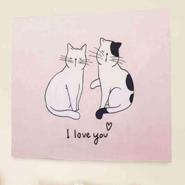 패브릭 벽 포스터 고양이 소 인테리어포스터