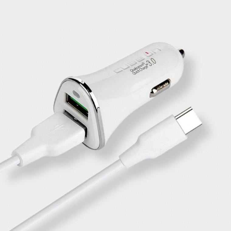 듀얼 고속 차량용충전기 3.0 USB 2포트 C타입 케이블