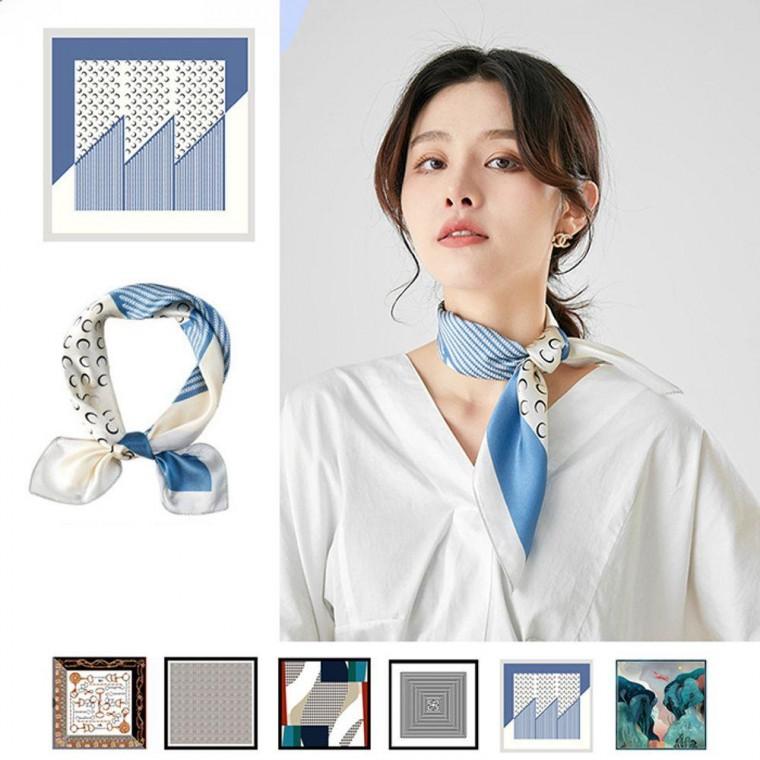 사각 미니 스카프 가방 손잡이 쁘띠 여성 머리띠 실크 여름 목도리 페션소품 네커치프
