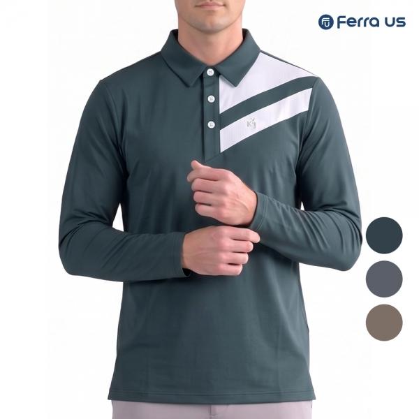 페라어스 남성 사선배색 가을 카라 긴팔 골프셔츠 GCTS6DYJ2770