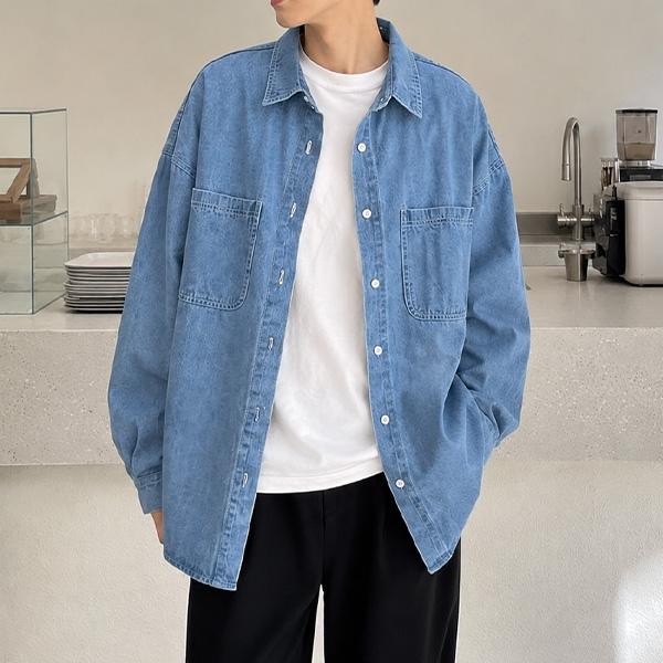 [DD739] IS-JK73 / 투포켓 오버핏 데님셔츠