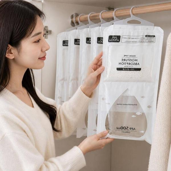 제습제 500ML 10매 옷장 습기제거제 걸이형 실내용 제습팩