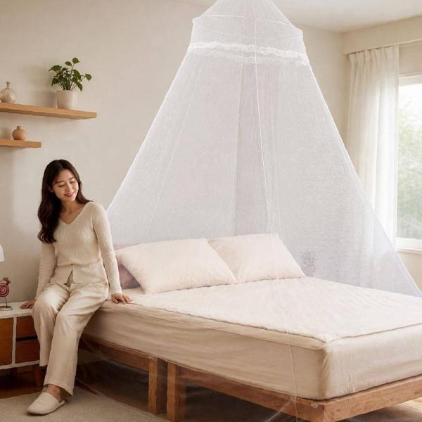 원형 침대 캐노피 모기장 천장 부착식 인테리어 망