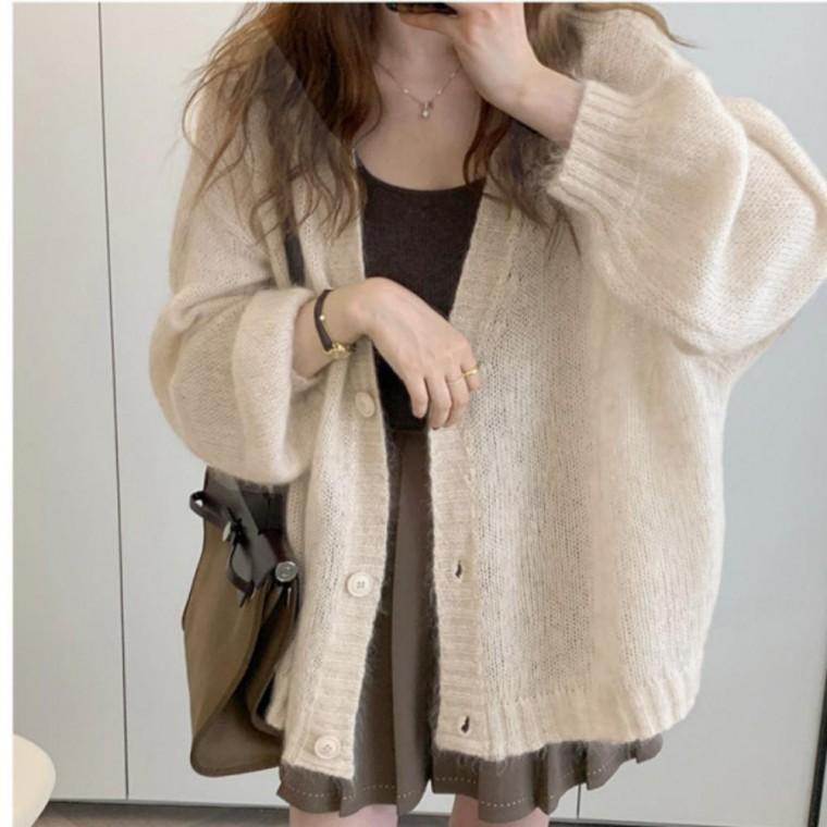 부드러운 경량 봄가을겨울 벌룬 루즈핏 간절기 여성가디건 소프트터치 아우터