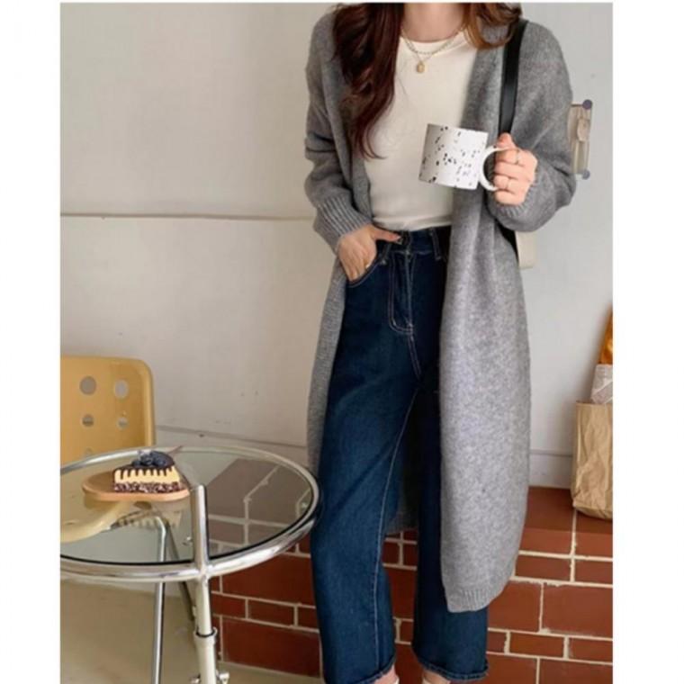 가디건 간절기아우터 봄 이너 여성 꾸안꾸 베이직 니트 심플 롱 스타일 가을