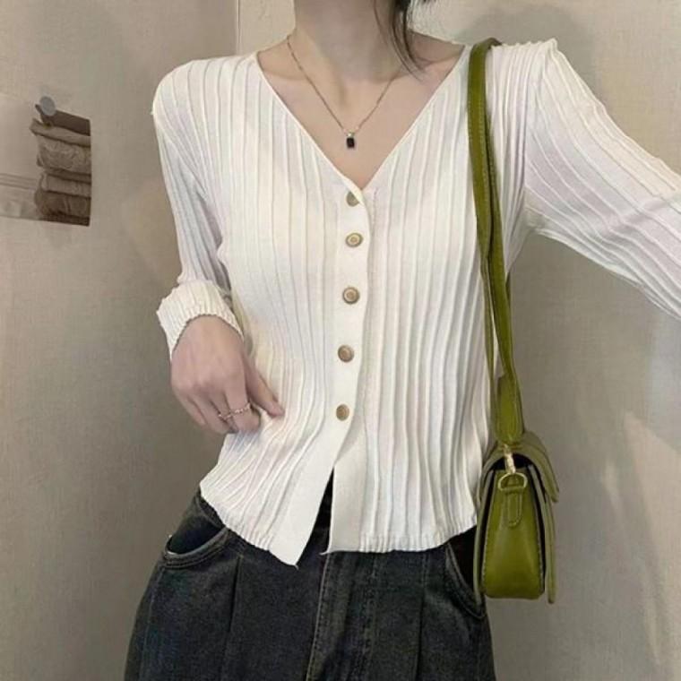 여성 골지 V슬림 긴팔 가디건 봄 가을 간절기 필수템
