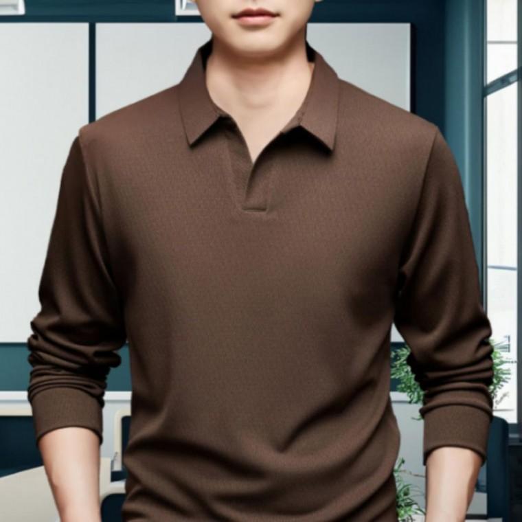오픈 카라티 긴팔 긴팔티셔츠 가을 정장티 남자 베이직 가을티셔츠 베이직