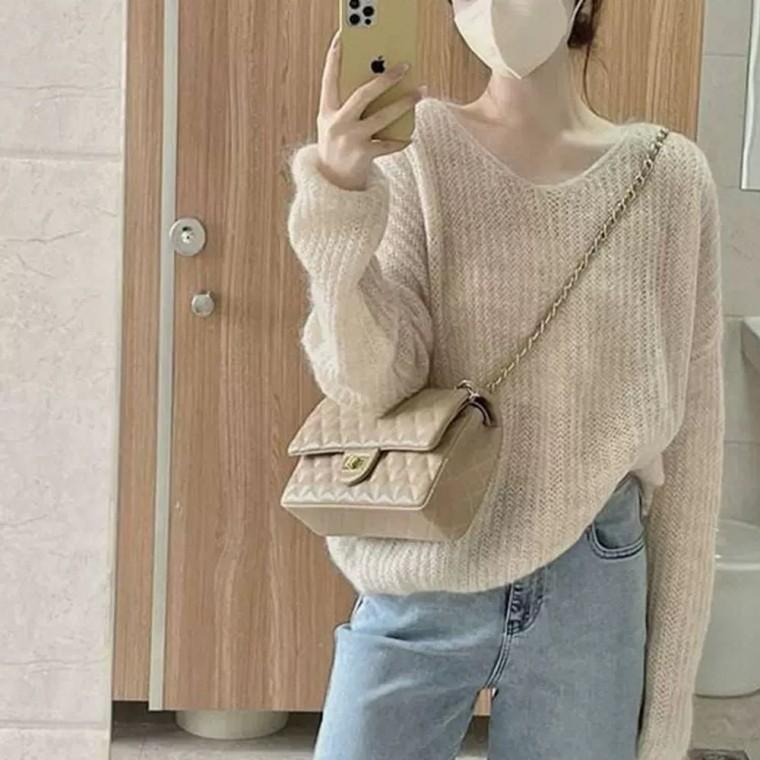 봄니트 봄 가을니트 겨울니트 가을 니트 간절기 티셔츠 여성 브이넥 루즈핏