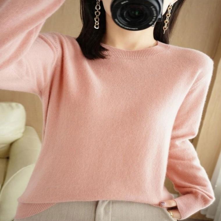 가을 라운드넥 여성가을티셔츠 이너 라운드니트티 긴팔니트티 겨울 퓨어 여성