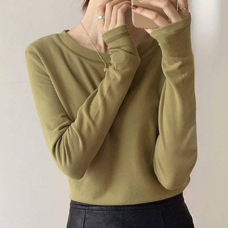 루즈핏티셔츠 라운드 여성긴팔 하객룩 오피스룩 가을 코디아이템 가을티셔츠