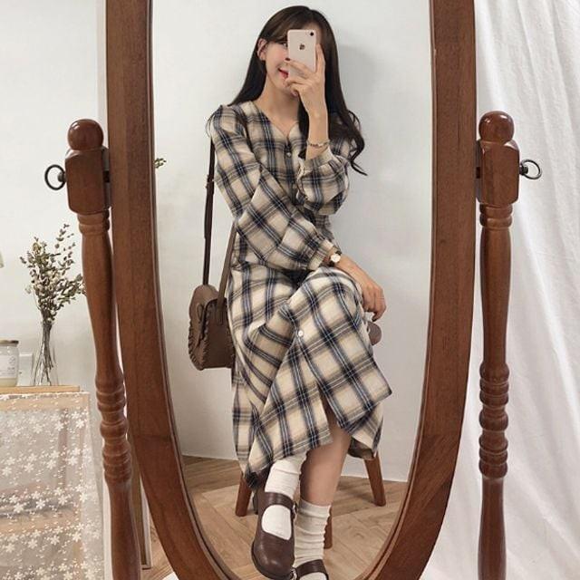 원피스 루즈핏 가을셔츠 브이넥 여성셔츠 롱 단추형 자켓 봄가을