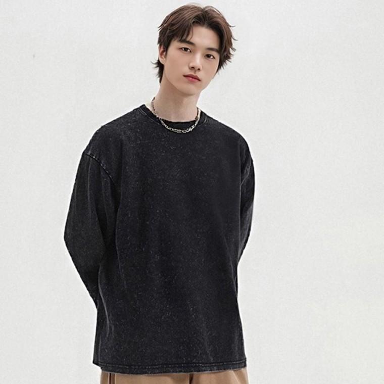 봄 가을 워싱 긴팔 커플 티셔츠 오버핏 빈티지 봄티셔츠 가을티셔츠 남성
