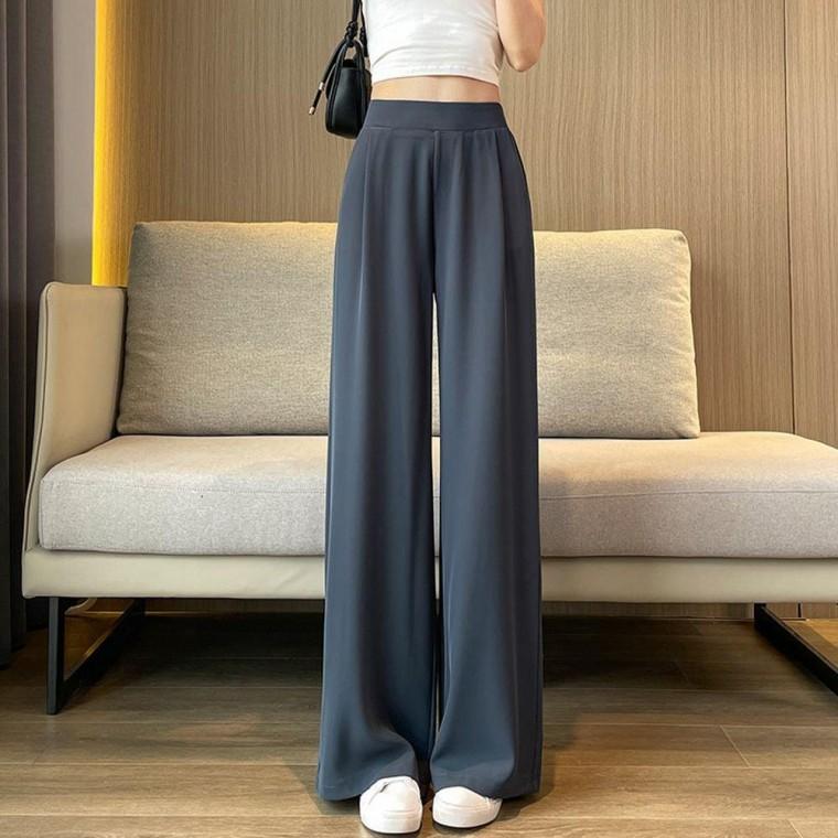 봄가을 여자 봄 가을 밴딩 와이드 슬랙스 통바지 와이드팬츠