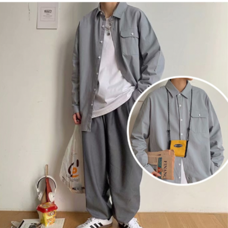 봄가을 남자 여자 봄 가을 셔츠 캐주얼 원포켓 오버핏 남방
